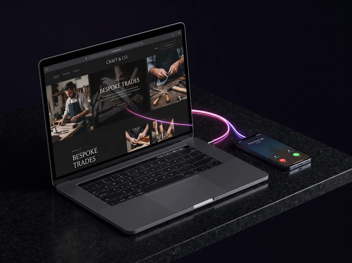 Premium dark-themed website on a laptop